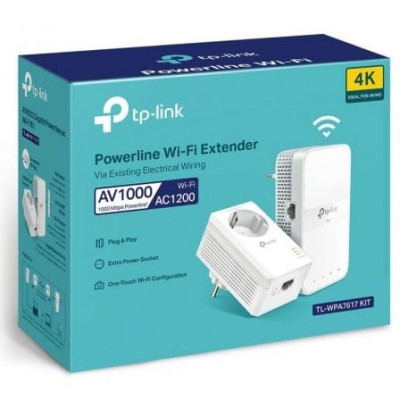 Adaptador Powerline TPLink TL-WPA7617 KIT 1000Mbps/ Alcance 300m/ Pack de 2