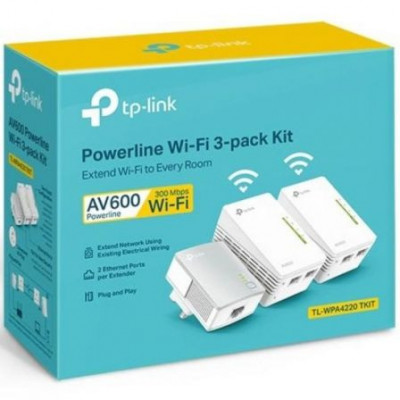 Adaptador Powerline TPLink WPA4220TKit 500Mbps/ Alcance 300m/ Pack de 3