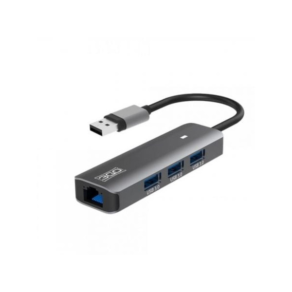 HUB USB 3.0 3GO HUB37PETH2/ 3xUSB/ 1xRJ45/ Gris