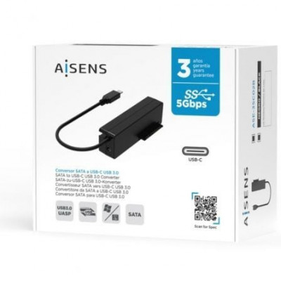 Adaptador para Discos Duros 2.5"/3.5" Aisens ASE-35C02B/ USB Tipo-C - SATA/ con Alimentador