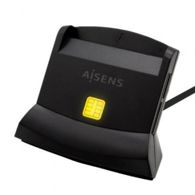 Lector de DNI y Tarjetas Aisens ASCR-SN04CSD-BK/ USB Tipo-C/ Negro