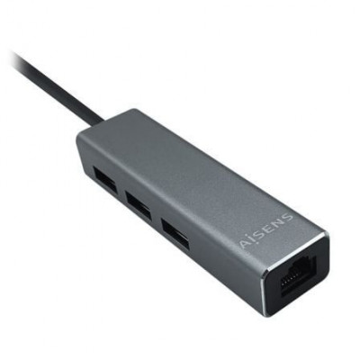 Hub USB 3.0 Aisens A106-0401/ 3xUSB/ 1xRJ45/ Gris