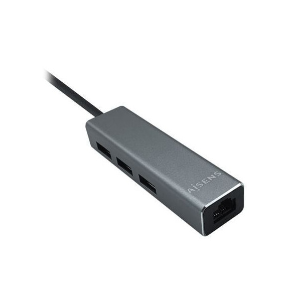 Hub USB 3.0 Aisens A106-0401/ 3xUSB/ 1xRJ45/ Gris