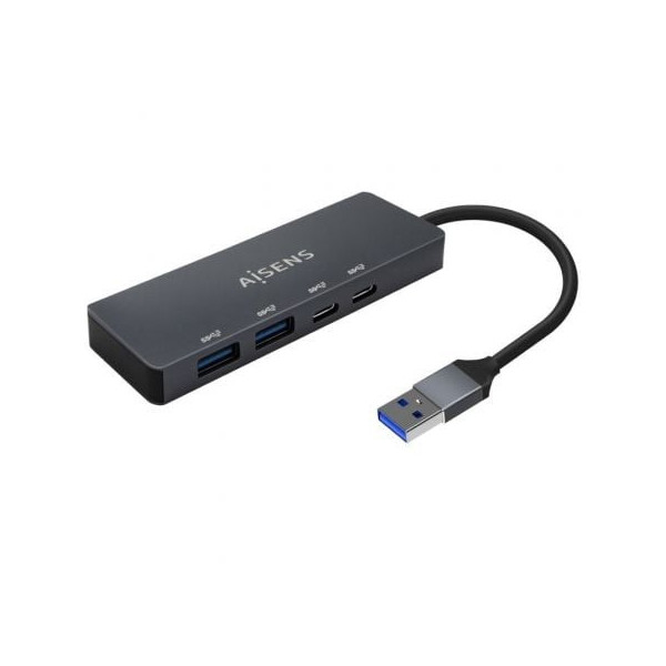 Hub USB 3.2 Aisens A106-0746/ 2xUSB/ 2xUSB Tipo-C/ Gris