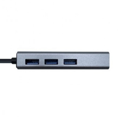 Hub USB Tipo-C Aisens A109-0396/ 3xUSB/ 1xRJ45/ Gris