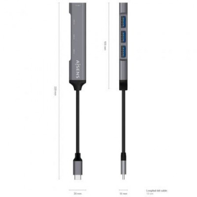 Hub USB Tipo-C Aisens A109-0541/ 4xUSB