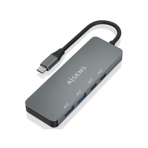 Hub USB Tipo-C Aisens A109-0694/ 2xUSB/ 2xUSB Tipo-C/ Gris