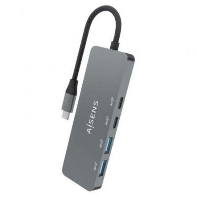 Hub USB Tipo-C Aisens A109-0694/ 2xUSB/ 2xUSB Tipo-C/ Gris