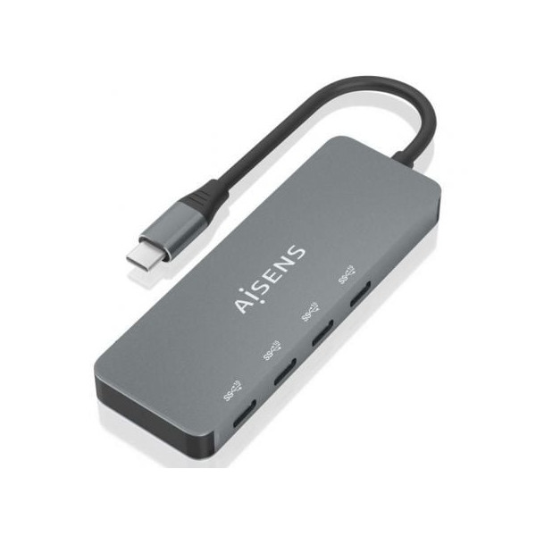 Hub USB Tipo-C Aisens A109-0695/ 4xUSB Tipo-C/ Gris