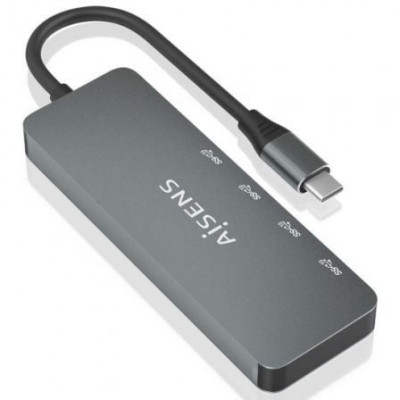 Hub USB Tipo-C Aisens A109-0695/ 4xUSB Tipo-C/ Gris