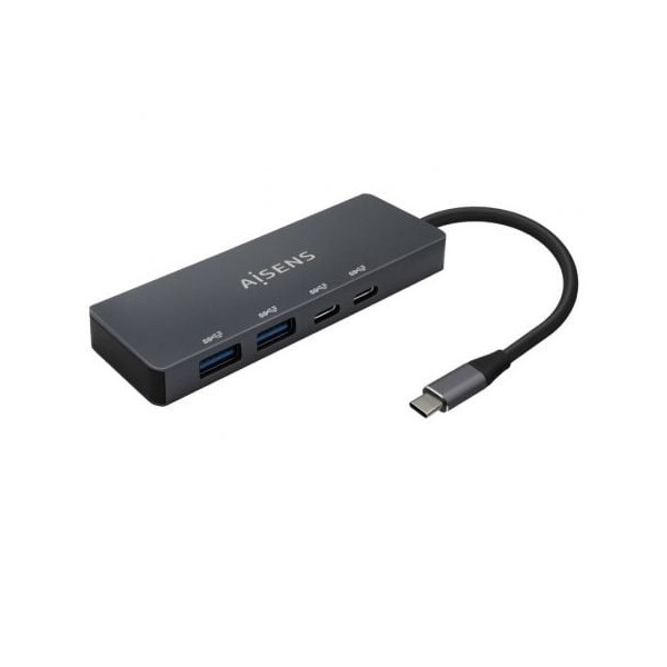 Hub USB Tipo-C Aisens A109-0744/ 2xUSB/ 2xUSB Tipo-C/ Gris