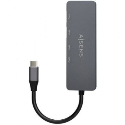 Hub USB Tipo-C Aisens A109-0744/ 2xUSB/ 2xUSB Tipo-C/ Gris