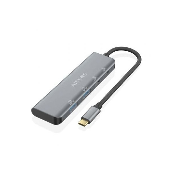 Hub USB Tipo-C Aisens A109-0763/ 2xUSB/ 2xUSB Tipo-C/ Gris