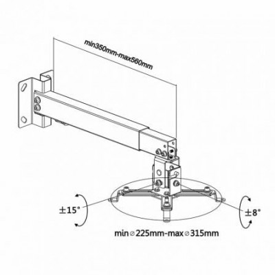 Soporte de Techo/ Pared para Proyector Aisens CWP01TSE-049/ Inclinable-Extensible/ hasta 20kg