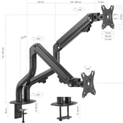 Soporte para 2 Monitores o TV Aisens DT32TSR-141/ hasta 8kg