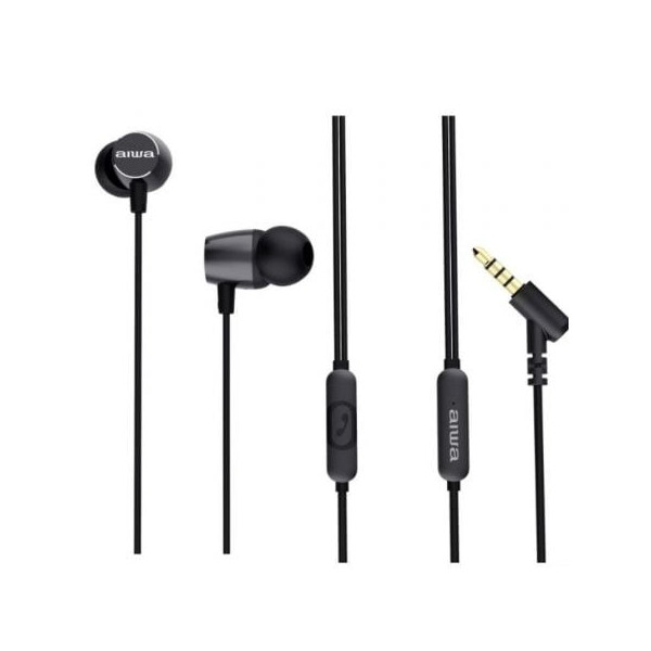 Auriculares Intrauditivos Aiwa ESTM-30BK/ con Micrófono/ Jack 3.5/ Negro