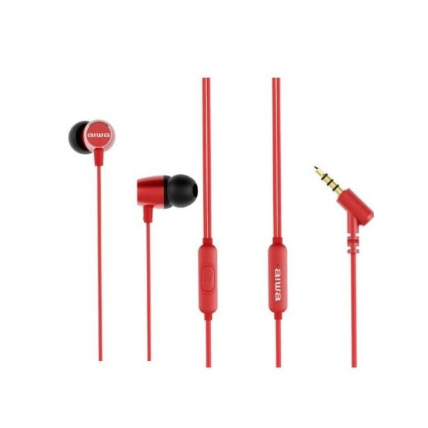 Auriculares Intrauditivos Aiwa ESTM-30RD/ con Micrófono/ Jack 3.5/ Rojo