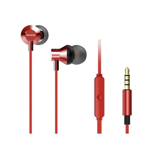 Auriculares Intrauditivos Aiwa ESTM-50RD/ con Micrófono/ Jack 3.5/ Rojo