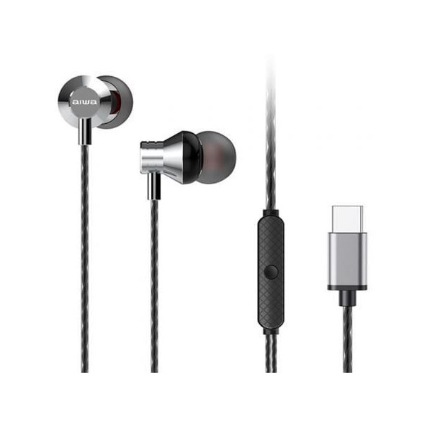 Auriculares Intrauditivos Aiwa ESTM-50USB-C/SL/ con Micrófono/ USB Tipo-C/ Plata