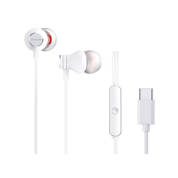 Auriculares Intrauditivos Aiwa ESTM-50USB-C/WT/ con Micrófono/ USB Tipo-C/ Blanco