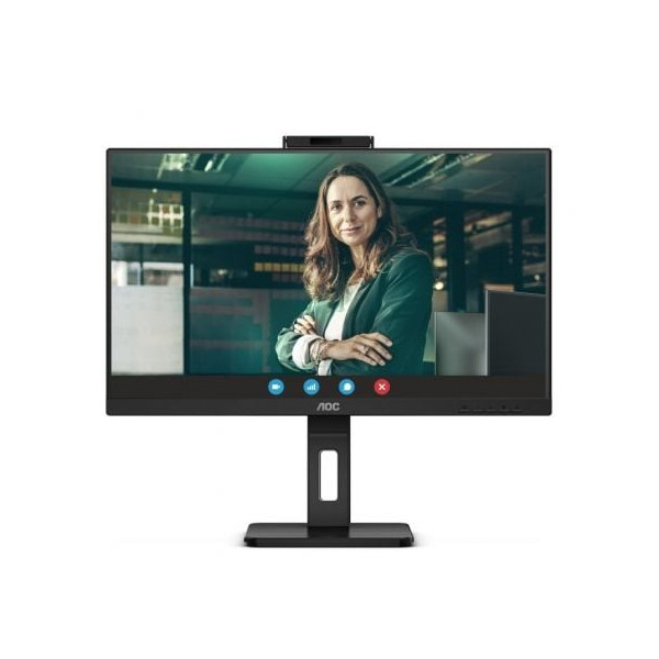 Monitor Profesional AOC 24P3CW 23.8"/ Full HD/ Webcam/ Multimedia/ Regulable en altura/ Negro