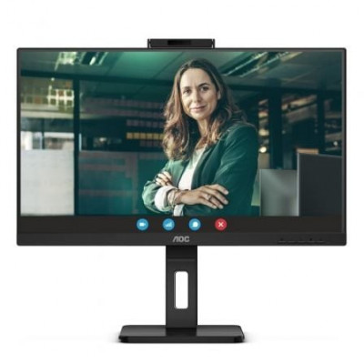 Monitor Profesional AOC 24P3QW 23.8"/ Full HD/ Webcam/ Multimedia/ Regulable en altura/ Negro