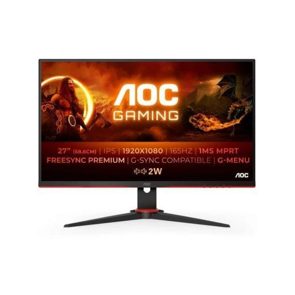 Monitor Gaming AOC 27G2SPAE/BK 27"/ Full HD/ 1ms/ 165Hz/ IPS/ Multimedia/ Negro y Rojo