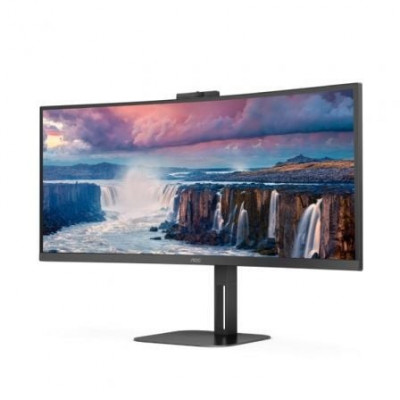 Monitor Profesional Curvo Ultrapanorámico AOC CU34V5CW/BK 34"/ UWQHD/ Multimedia/ Regulable en altura/ Negro