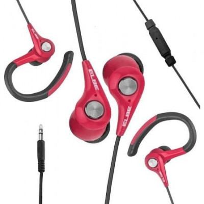 Auriculares Deportivos Elbe AU-107-MIC/ con Micrófono/ Jack 3.5/ Rojo y Negro