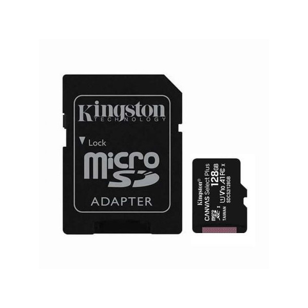 Tarjeta de Memoria Kingston CANVAS Select Plus 128GB microSD XC con Adaptador/ Clase 10/ 100MBs