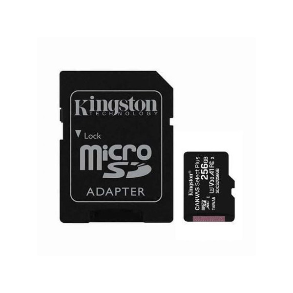 Tarjeta de Memoria Kingston CANVAS Select Plus 256GB microSD XC con Adaptador/ Clase 10/ 100MBs