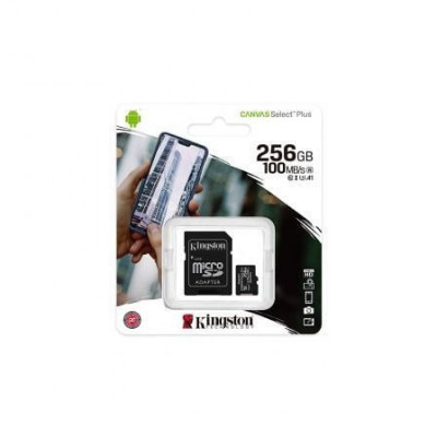 Tarjeta de Memoria Kingston CANVAS Select Plus 256GB microSD XC con Adaptador/ Clase 10/ 100MBs