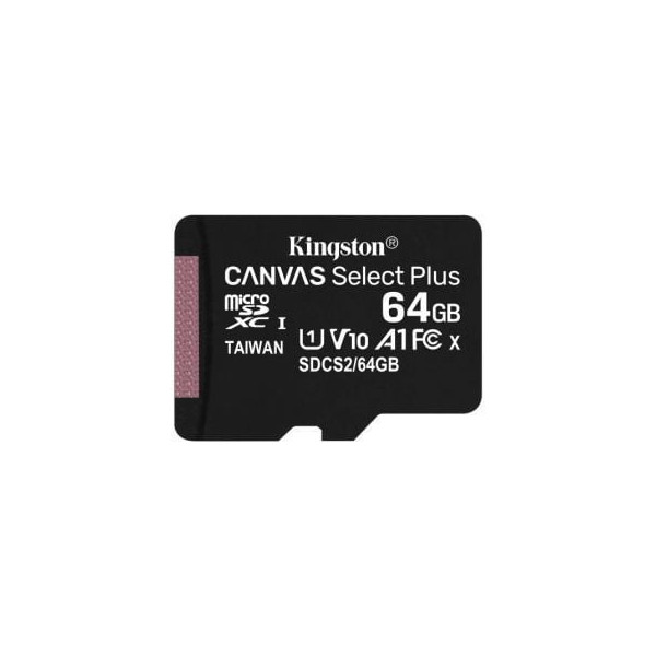 Tarjeta de Memoria Kingston CANVAS Select Plus 64GB microSD XC/ Clase 10/ 100MBs