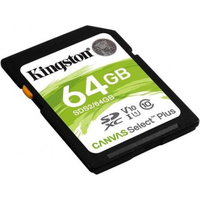 Tarjeta de Memoria Kingston CANVAS Select Plus 64GB SD XC/ Clase 10/ 100MBs