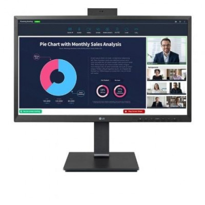 Monitor Profesional LG 24BP750C-B 23.8"/ Full HD/ Webcam/ Multimedia/ Regulable en altura/ Negro