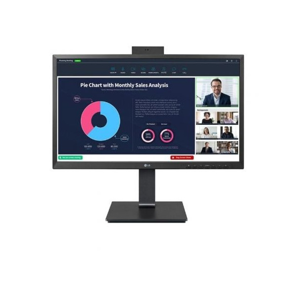 Monitor Profesional LG 24BP750C-B 23.8"/ Full HD/ Webcam/ Multimedia/ Regulable en altura/ Negro