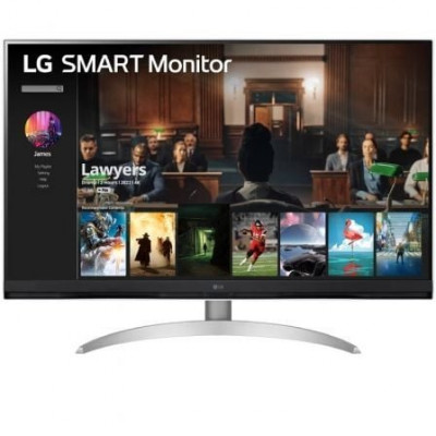 Smart Monitor LG 32SQ700S-W 31.5"/ 4K/ Smart TV/ Multimedia/ Regulable en altura/ Plata y Blanco