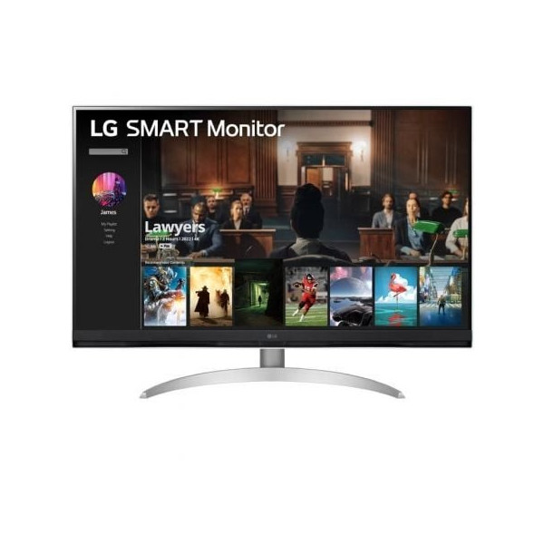 Smart Monitor LG 32SQ700S-W 31.5"/ 4K/ Smart TV/ Multimedia/ Regulable en altura/ Plata y Blanco