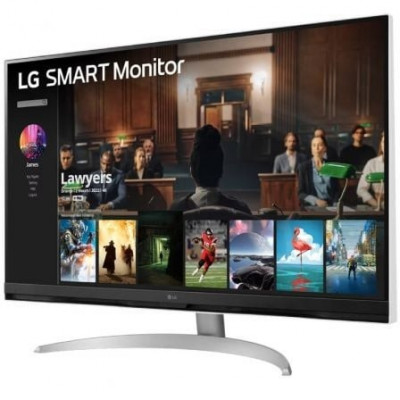 Smart Monitor LG 32SQ700S-W 31.5"/ 4K/ Smart TV/ Multimedia/ Regulable en altura/ Plata y Blanco