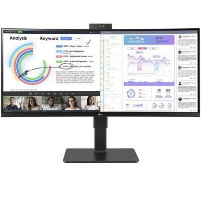 Monitor Profesional Ultrapanorámico Curvo LG 34BQ77QC-B 34"/ WQHD/ Webcam/ Multimedia/ Regulable en altura/ Negro