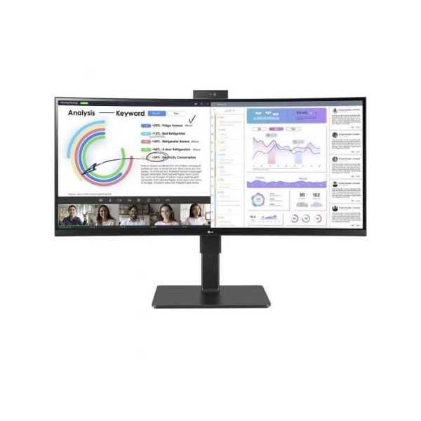 Monitor Profesional Ultrapanorámico Curvo LG 34BQ77QC-B 34"/ WQHD/ Webcam/ Multimedia/ Regulable en altura/ Negro