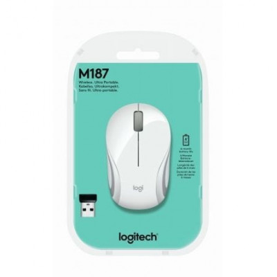 Ratón Mini Inalámbrico Logitech M187/ Hasta 1000 DPI/ Blanco