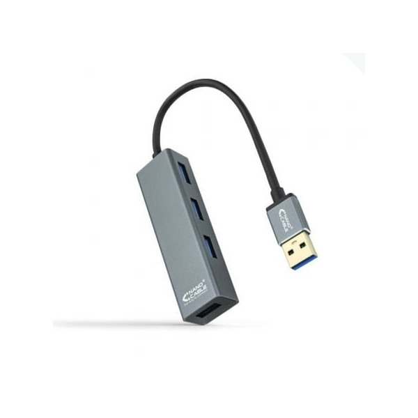 Hub USB 3.0 Nanocable 10.16.4402/ 4xUSB/ Gris