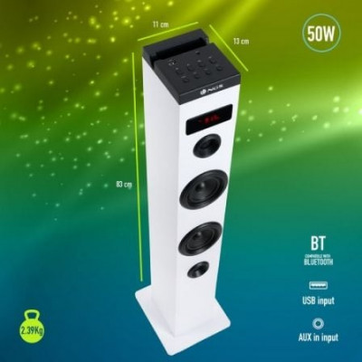 Torre de Sonido con Bluetooth NGS SKY CHARM/ 50W/ 2.0/ Blanca