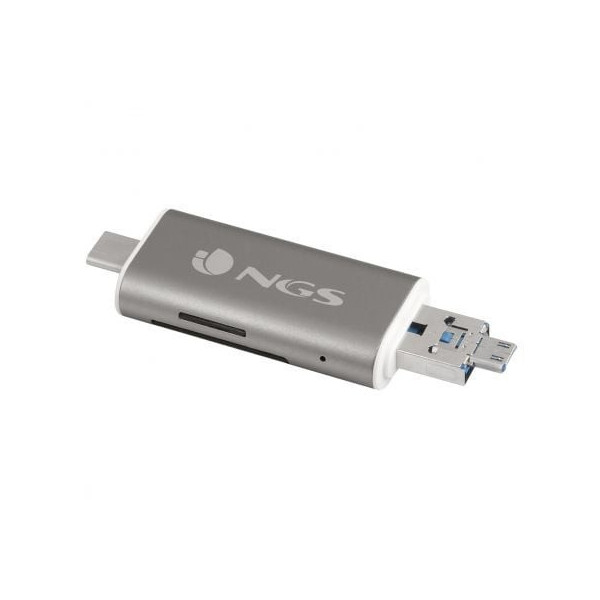 Lector de Tarjetas Externo NGS ALLY READER/ USB 2.0/ USB Tipo-C / Micro USB