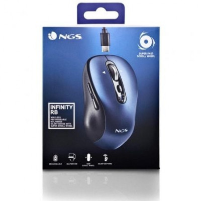 Ratón Inalámbrico por Bluetooth NGS Infinity-RB/ Batería recargable/ Hasta 3200 DPI/ Azul