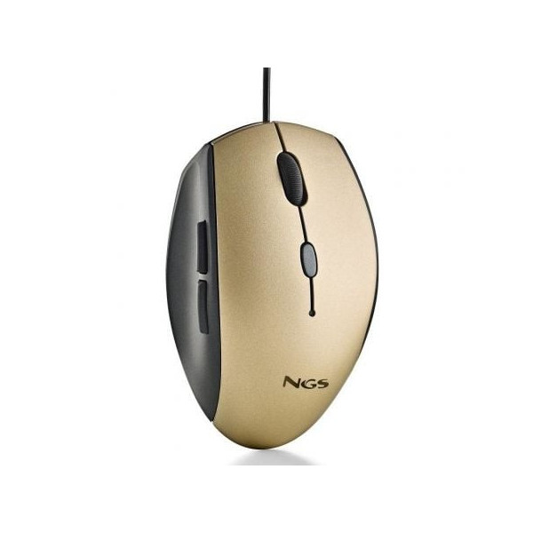 Ratón Ergonómico NGS Moth Gold/ Hasta 1600 DPI/ Dorado