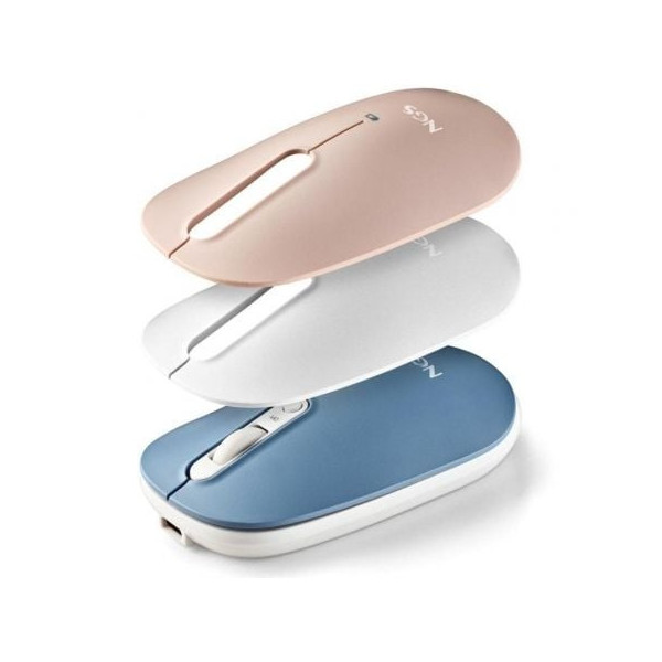 Ratón Inalámbrico por Bluetooth NGS Shell-RB/ Batería recargable/ Hasta 1600 DPI/ Azul/ Blanco/ Rosa