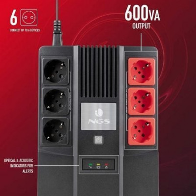 SAI Offline NGS Fortress Bunker/ 600VA-360W/ 6 Salidas/ Formato Bloque