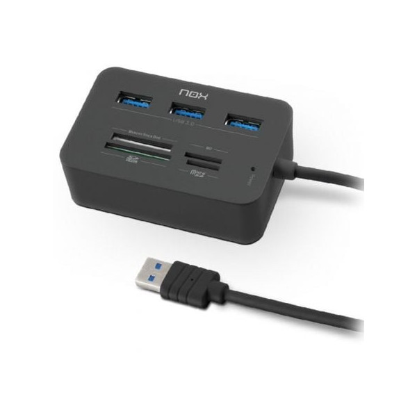 Hub USB 3.0 Nox Reader One/ 3xUSB/ 1x Lector de Tarjetas